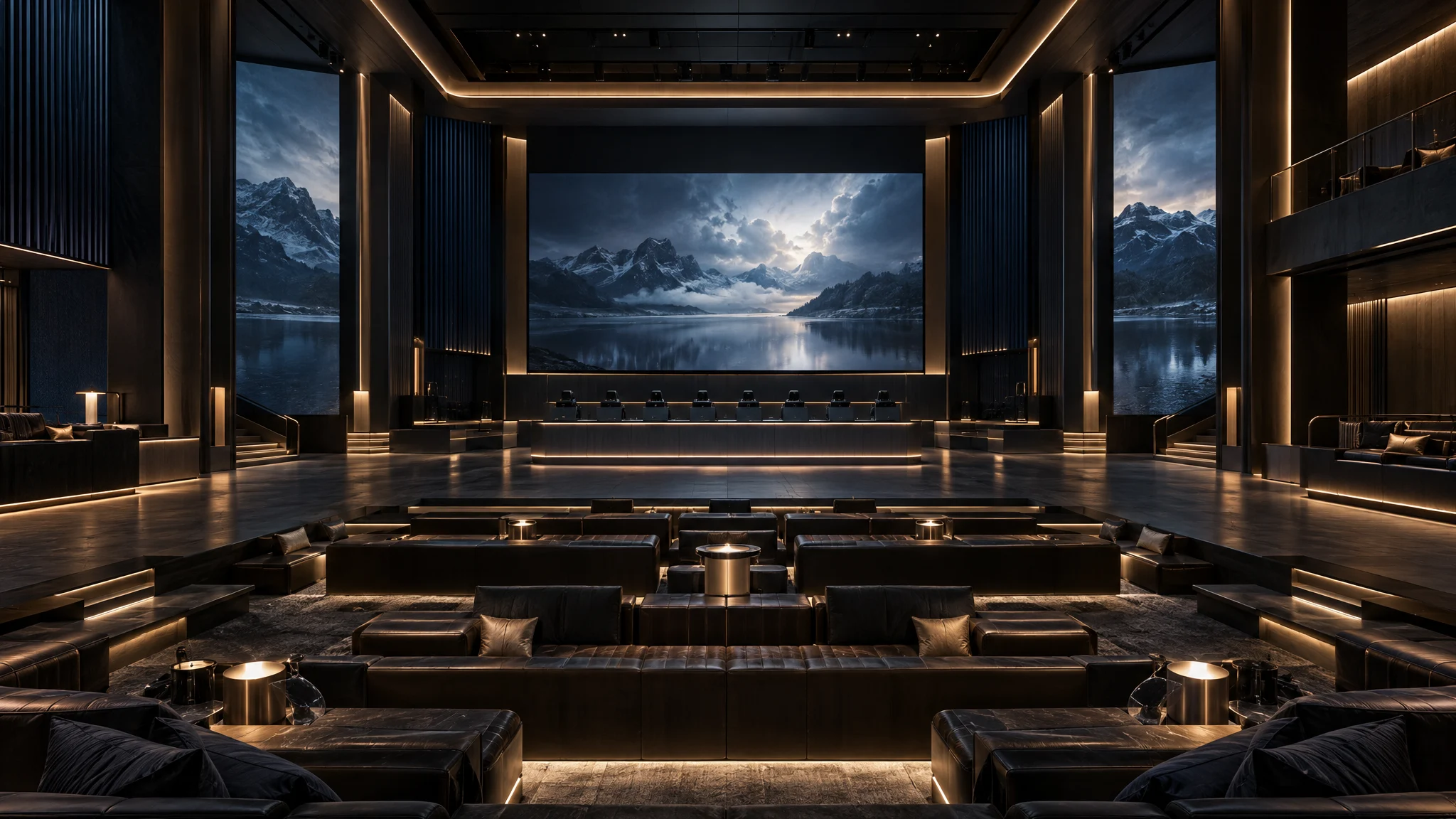 Concept of an immersive event hall with integrated digital surfaces